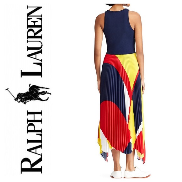 Polo RL Colorblock Pleated Georgette Maxi Dress - Picture 7 of 8